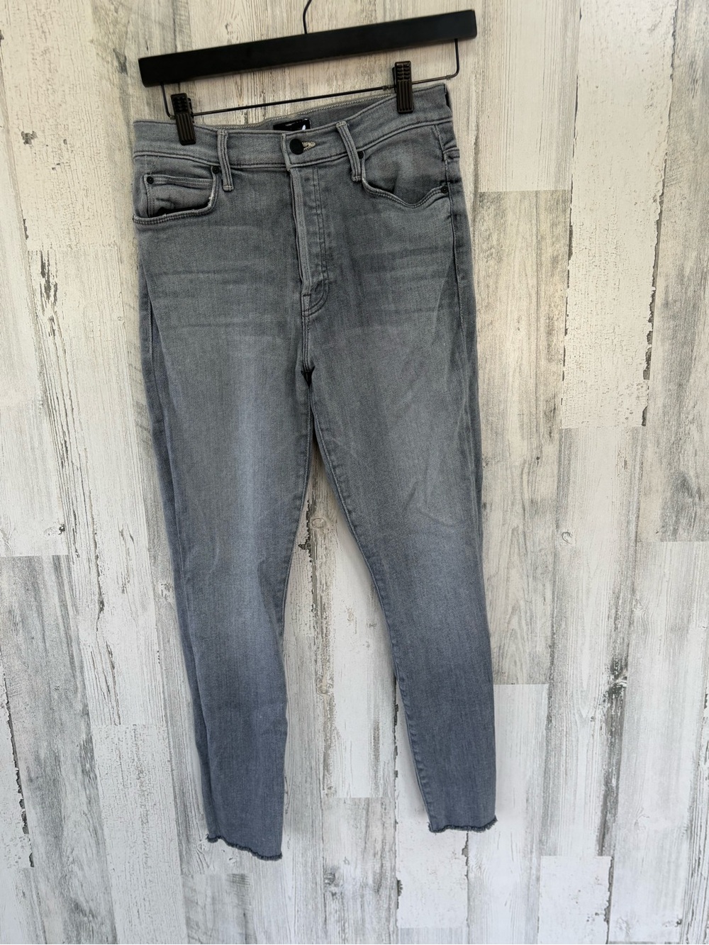 Mother The Stunner Woman’s Size 29X27 Ankle Fray High Rise Skinny Jeans In Gray